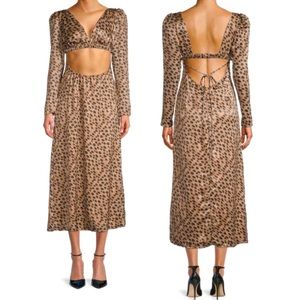 NWT WEWOREWHAT Cutout Satin Animal Print Dress XS